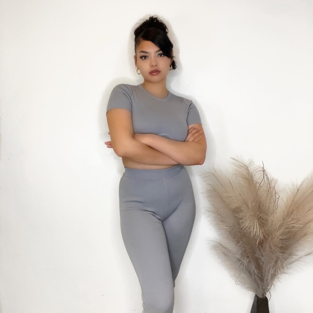 Two Piece Rib Knit Set / Grey / NEW - Picture 5 of 5